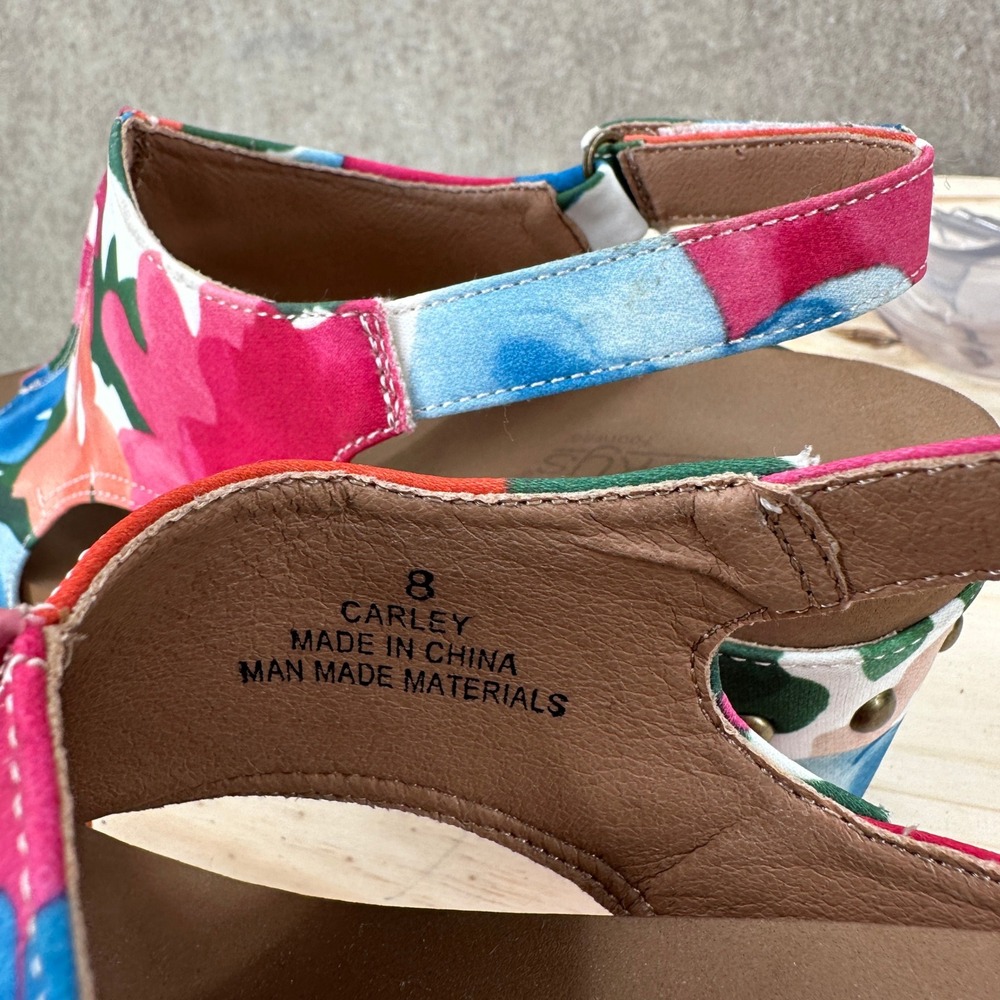 Corkys Carley Wedge Sandals Womens 8 Multicolor Floral Studded Cork Platform - Picture 10 of 12